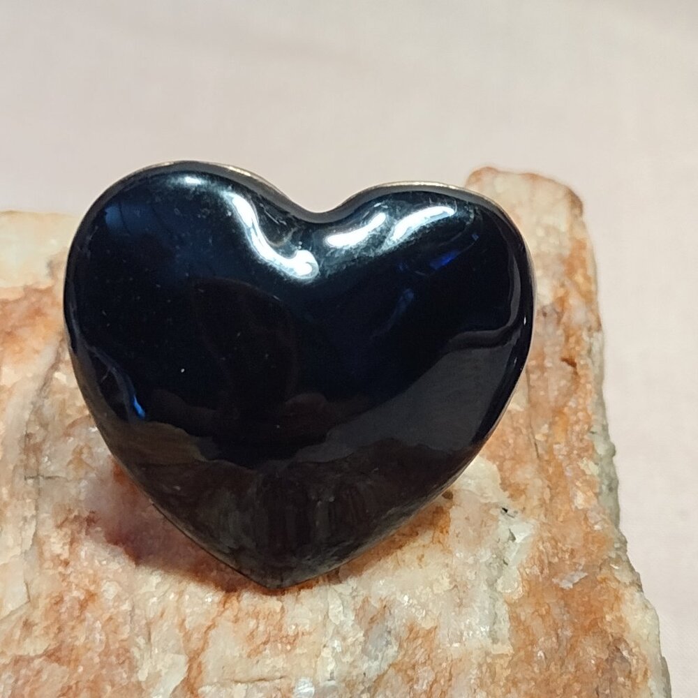 Black Enamel Heart Fun Fashion Ring